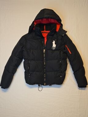 Polo Ralph Lauren Black, White & Red Big Pony Down Filled Winter Puffer Jacket